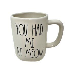 Rae Dunn MEOW Cat Mug Large Ceramic Coffee Tea Cup Kitty Kitten Gift Whimsical
